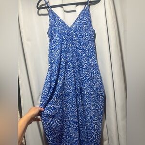 ISH Royal Blue Sequin Midi Sundress Sleeveless V-neck